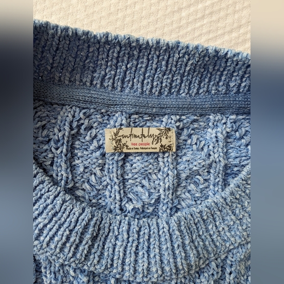 FREE PEOPLE women's cable knit sweater set blue size L. - Picture 12 of 12